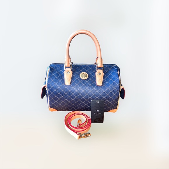 🦄Unicorn! RIONI Small Boston Bag in NAVY BLUE - Picture 2 of 15